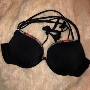 (SOLD) Black Beaded Bikini Top Victoria’s Secret